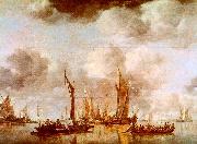 A Dutch Yacht and Many Small Vessels at Anchor Jan van de Cappelle